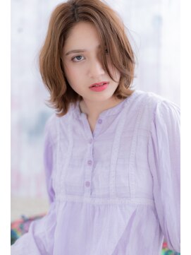 ミック 日暮里店(miq) 伸ばしかけ外ハネミディアム◎ベージュ系カラーくびれカールb