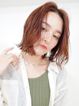 ラフィス ヘアーコロナ 河原町店(La fith hair corona) 【La fith】オレンジブラウン×切りっぱなしボブ