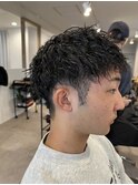 ダークアッシュ/アッシュブラック/カルマパーマ/ベリーショート