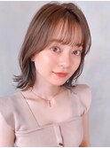 外ハネボブ前髪セミディ大人可愛い結べるボブ薄めバング艶感