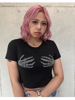 ラニヘアサロン(lani hair salon)&nbsp;ハイピンク/暖色カラー/ペールピンク/ハイトーン/ミディアムヘア