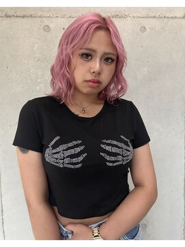 ラニヘアサロン(lani hair salon) ハイピンク/暖色カラー/ペールピンク/ハイトーン/ミディアムヘア