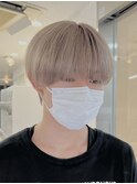 ミルクティーベージュダブルカラー韓国風メンズセンターパート