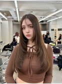 20代30代外国人風シースルーレイヤーカットダークグレージュ