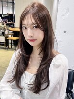 アルバム 池袋(ALBUM)&nbsp;ロング顔周りレイヤー前髪カット韓国ヘア_F21243