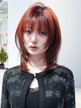 アルバム 池袋(ALBUM) ミディアムレイヤーカット前髪カット韓国ヘア_F51341