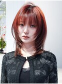 ミディアムレイヤーカット前髪カット韓国ヘア_F51341