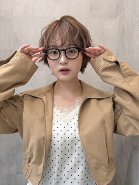 ラベル 渋谷(LAVEL) ショートウルフレイヤーウェーブパーマライトブラウン前髪カット