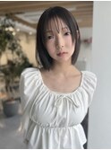 韓国切りっぱなしボブ/シースルーバング小顔ヘア
