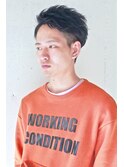 メンズパーマ アップバング ツーブロック 黒髪 メンズカット