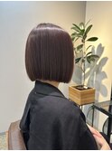 大人モード×斜めバンク×艶髪ベビーピンク×小顔補正立体カット