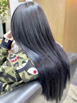 ディア(.eer) ((ボブ→ロング)) ブルーブラック♪//シールエクステ80枚