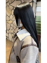 ビーハイブ 一番町店 アヴェダ(BEHIVE) 韓国風ダークアッシュ黒髪×姫カット