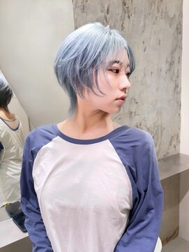 ソル 栄矢場町(SOL) ショートウルフ/ペールブルー/ケアブリーチ/名古屋美容院
