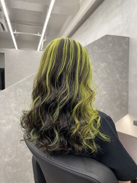 ファイブバイジエクト 堀江(FIVE by The Ect) フェイスフレーミング　アンブレラカラー　ライムグリーン