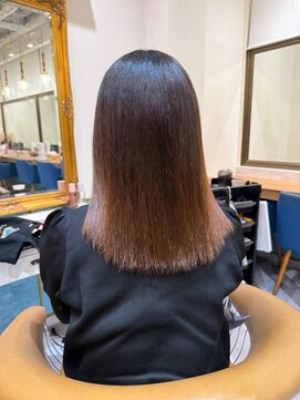 ロンドアベニール 北千住(Lond avenir) ブリーチなしチェリーブラウン髪質改善縮毛矯正酸性ストレート