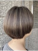 ◎春カラー◎細めグレージュハイライト×ショートボブ