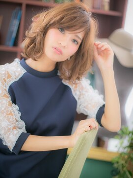 カバーヘアアンドスパ ブリス 浦和(COVER HAIR&SPA bliss) 斜めバングハイライトカラー前下がりロブヘアc5浦和20代30代40代