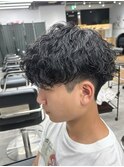 メンズ波巻きスパイラルパーマ×爽やかショートマッシュ/新潟