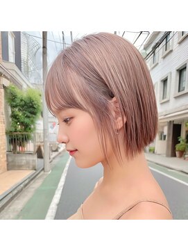 サンド 名古屋(sand) アプリコットオレンジくびれヘアハイライトカラー名古屋ショート