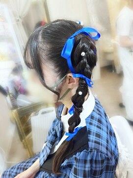 推し活 ライブ 量産型三つ編みツインテールメリボンxパール