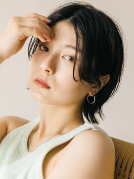 ミット バイ ツリー 吉祥寺(mit by tree) フェザーショートセンターパートかきあげバンググレーアッシュ