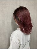 ピンクグラデーション　チェリーレッド　ワインレッド　ピンク