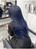 !ブルーブラック青髪ブルーカラーネイビーブルー#原宿