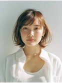 ミルクブラウン/ダークパープル/ナチュラルショート/夏/センター