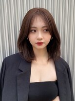 ノク 渋谷(nok)&nbsp;丸みミディ_黒髪小顔オリーブグレーココアベージュクラゲヘアー