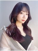 韓国ヘア_チェリーブラウンフェミニンロングダークアッシュ_9253