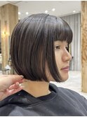 ミニボブ丸みボブ黒髪艶髪縮毛矯正髪質改善トリートメント