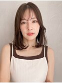 縮毛矯正 くびれヘア レイヤーカット アプリコットオレンジ