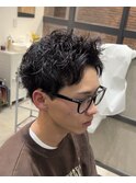 大分スパイキーショートピンパーマ刈り上げツーブロック