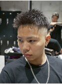 MEN'S/アップバングショート×フェード/短髪/黒髪
