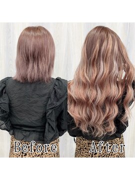 エクステ専門店あるじゃんすー 宇都宮店 ピンクベージュ×ピンク#シールエクステ#セミウェットウェーブ