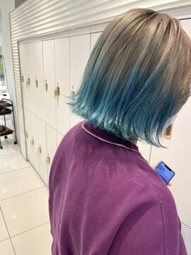 アッシュ 武蔵小金井店(Ash) *ハイトーン×裾カラー×ターコイズブルー*