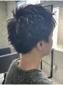 メンズ/アップバング/ツーブロックマッシュ/束感ショート/波巻き