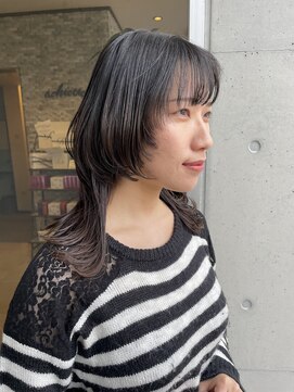 アチーブ ヘア デザイン(achieve hair design) 個性派ウルフ顔回りレイヤー シースルーバング 透け感グレージュ