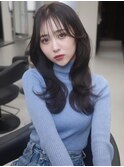 6282髪質改善アッシュブラックカーキベージュ韓国ワンホンヘア