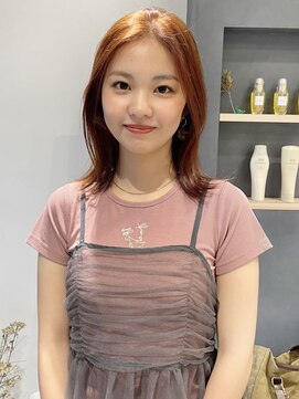 ラミエバイメルト 下北沢(lamie by melt) クビレヘア顔まわりレイヤーカット暖色オレンジピンクベージュ
