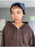 刈り上げマッシュショートボブマロンベージュワインレッドピンク
