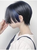 【morio 原宿】ハンサムショート　インナーカラーブルー