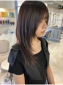 前髪ありアゴ下ロングレイヤーストレートアイロン仕上げ赤羽