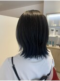 インナーカラー,ネイビーブルー,ミディアムレイヤー【草加】