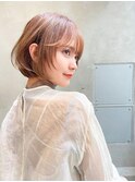 kate【大宮】丸みショートボブxアプリコットベージュ