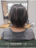 シルキーベージュ/斜めバング/グレージュカラー/デザインカラー