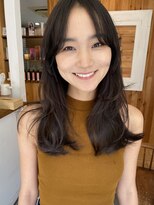 大人ロング/レイヤーカット/水素カラー/ピンクベージュ/卵型