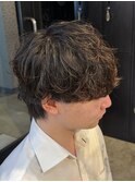 メンズカットマッシュ波巻きスパイラルシャドウパーマ