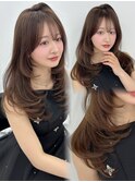 レイヤーカット ブラウンベージュ 透明感カラー YUKI